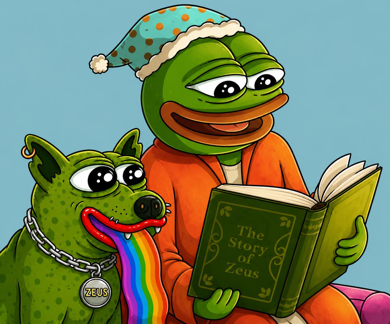 Pepe reads 'The Story of Zeus' to Zeus at bedtime