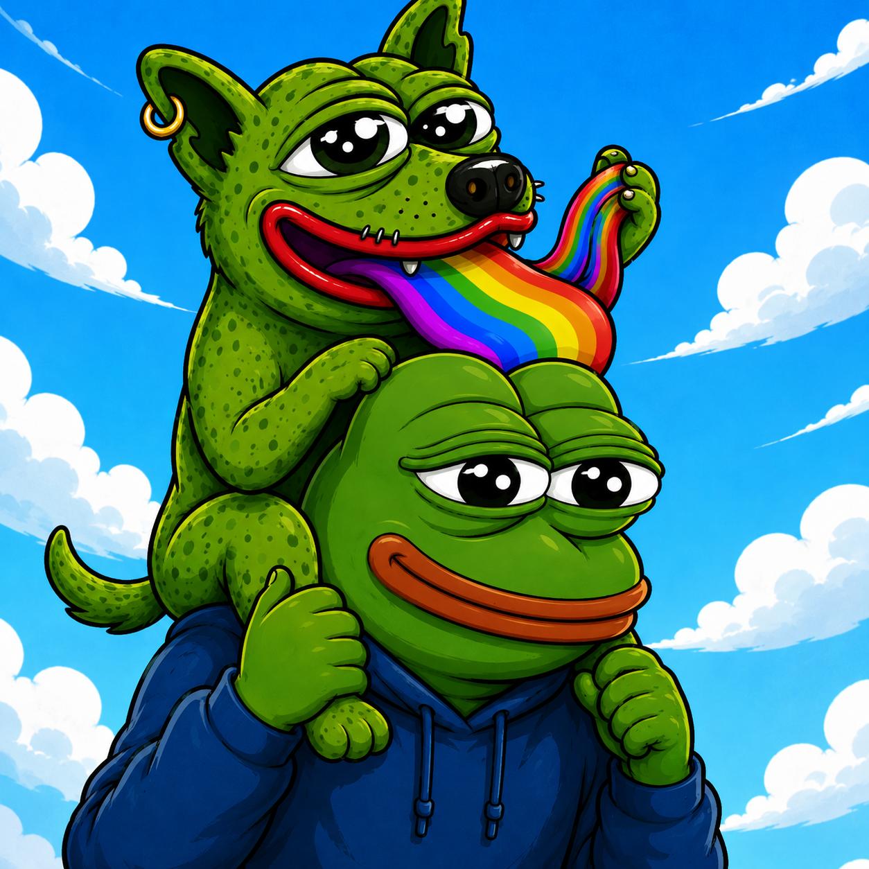 Zeus riding on Pepe's shoulders